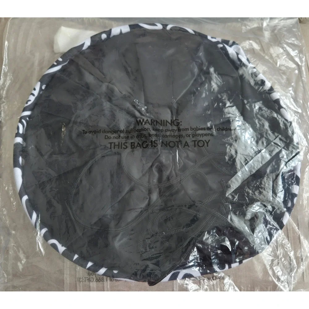 Thirty-One Retired Cinch-Top Bin Black Playful‎ Parade Storage NIP